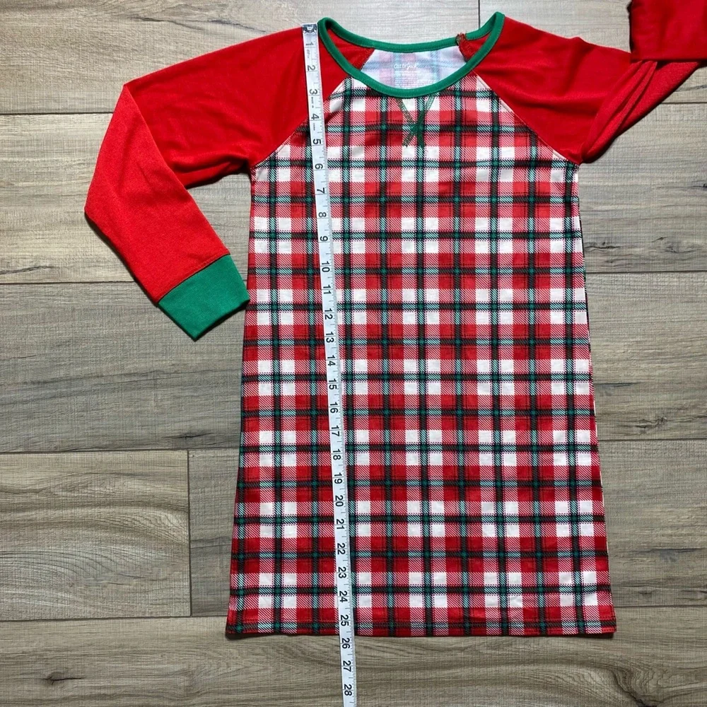 Cat & Jack Girls Christmas Plaid Sleepwear‎ Sleep Shirt Nightgown Size S (6-6x)